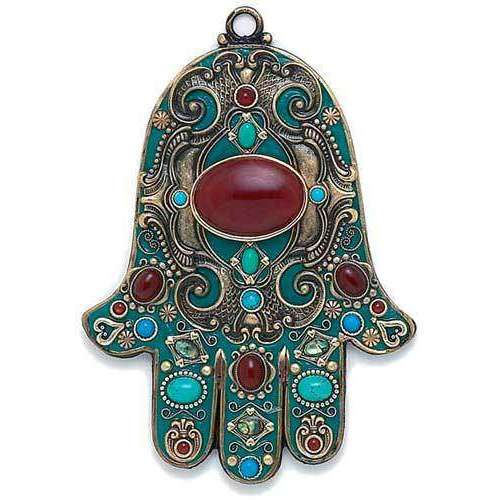 Michal Golan Carnelian and Green Wall Hamsa、mySite、topwebapps