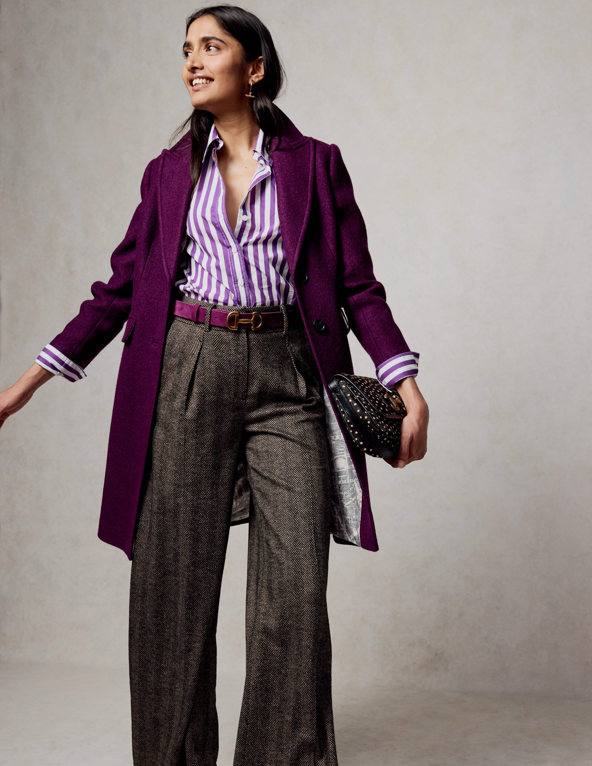  Sienna Cotton Shirt-Royal Purple, Ivory Stripe、mySite、ashleygrahame