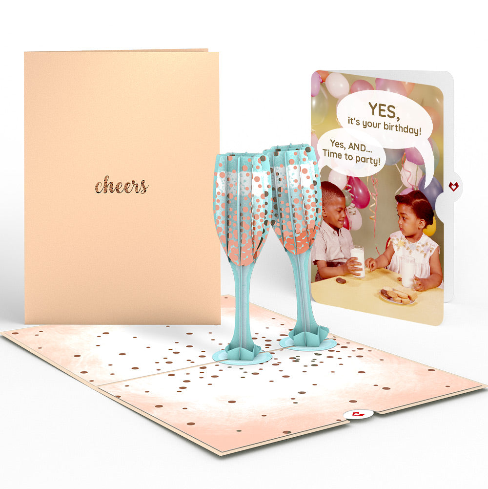 Champagne Toast Birthday Pop-Up Card and Time to Party Sentiment Set、mySite、solidvoid