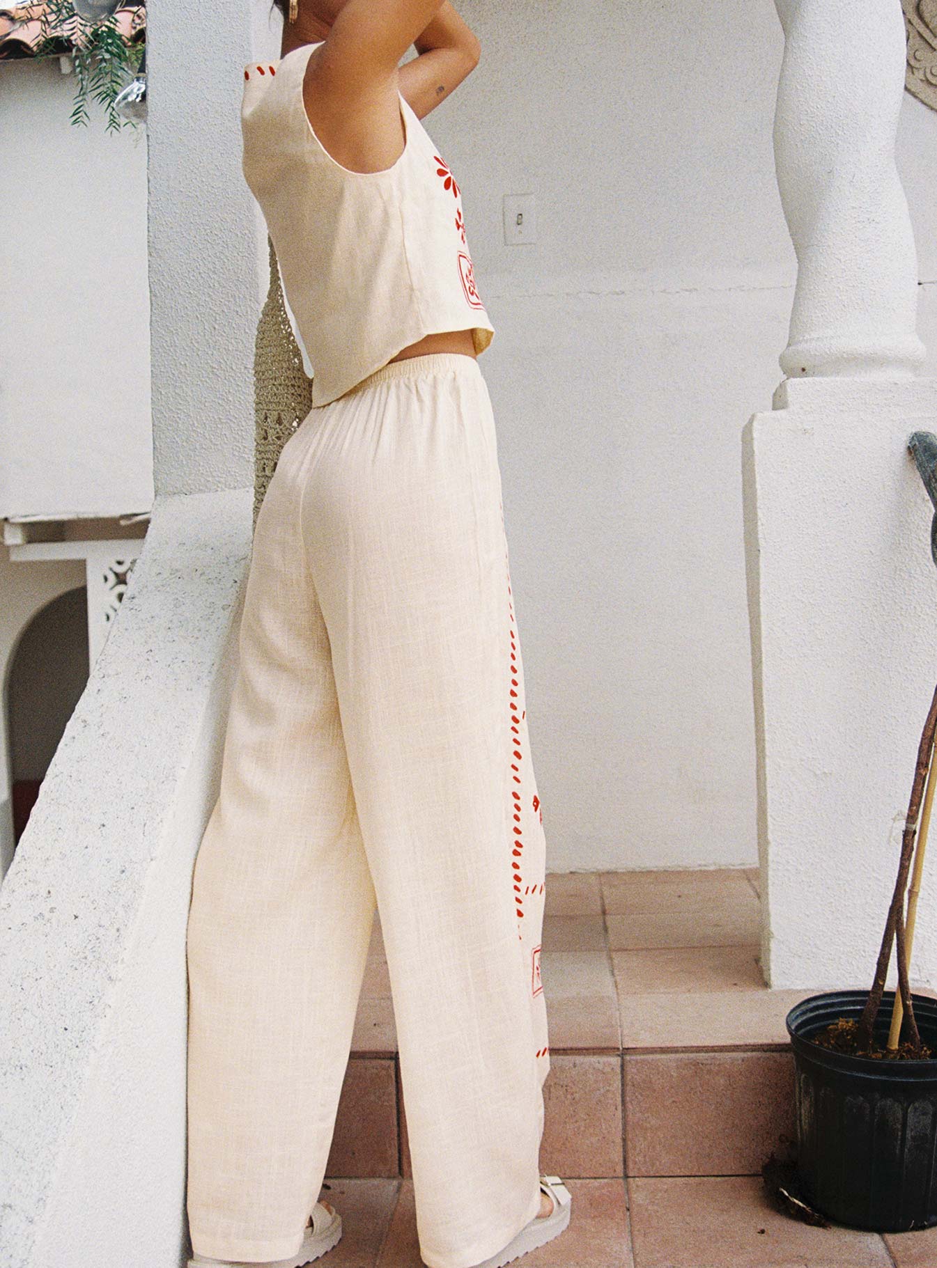 Grazia Pants Cream / Red、mySite、solidvoid