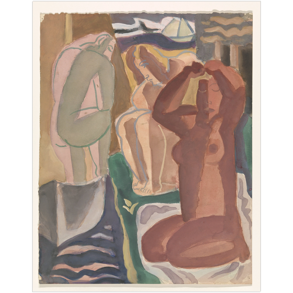 Two Bathing Women Earth Tone Vintage Leo Gestel Art Print、mySite、gigharbornorthrealestate
