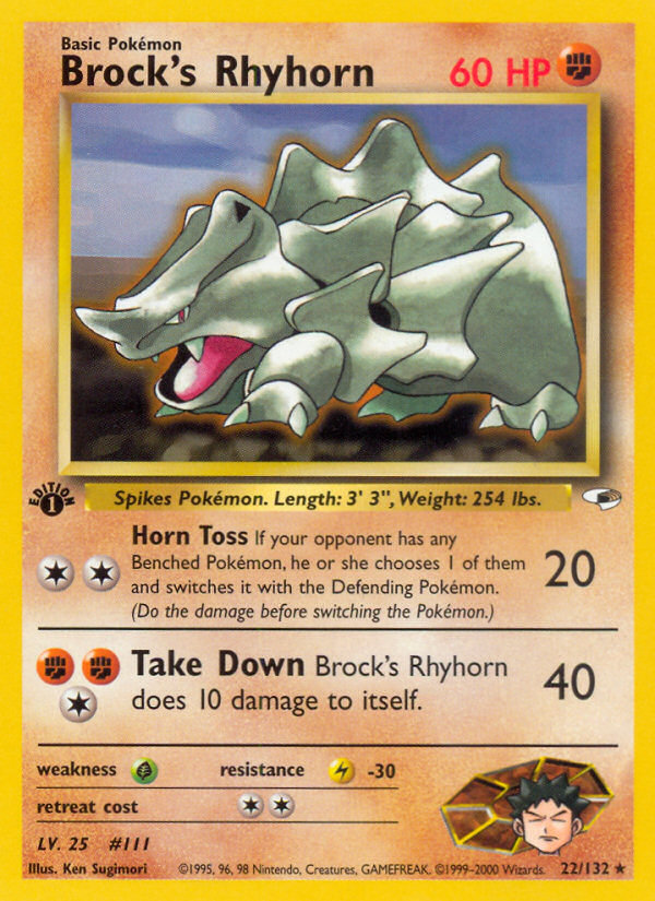 Brock's Rhyhorn (22/132) Gym Heroes 1st Edition、mySite、waistdrama
