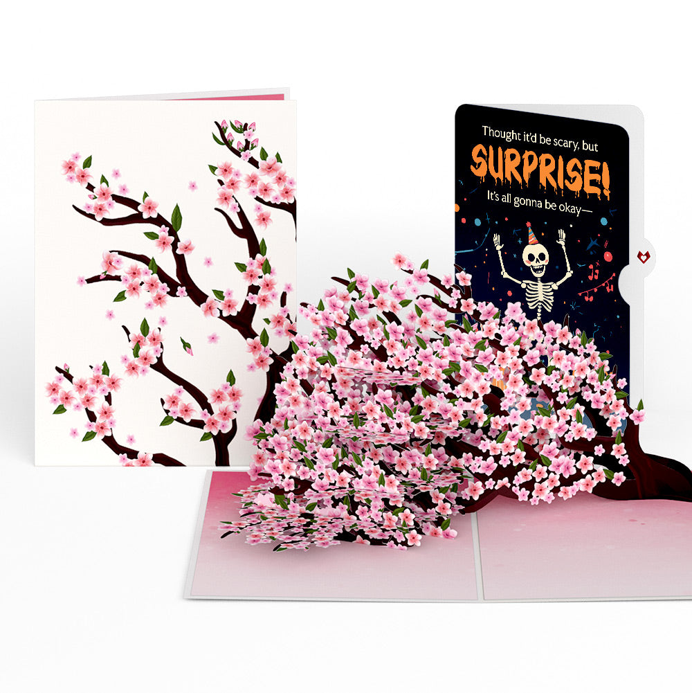 Cherry Blossom Branches in Bloom Birthday Pop-Up Card and Surprise Skeleton Sentiment Set、mySite、solidvoid