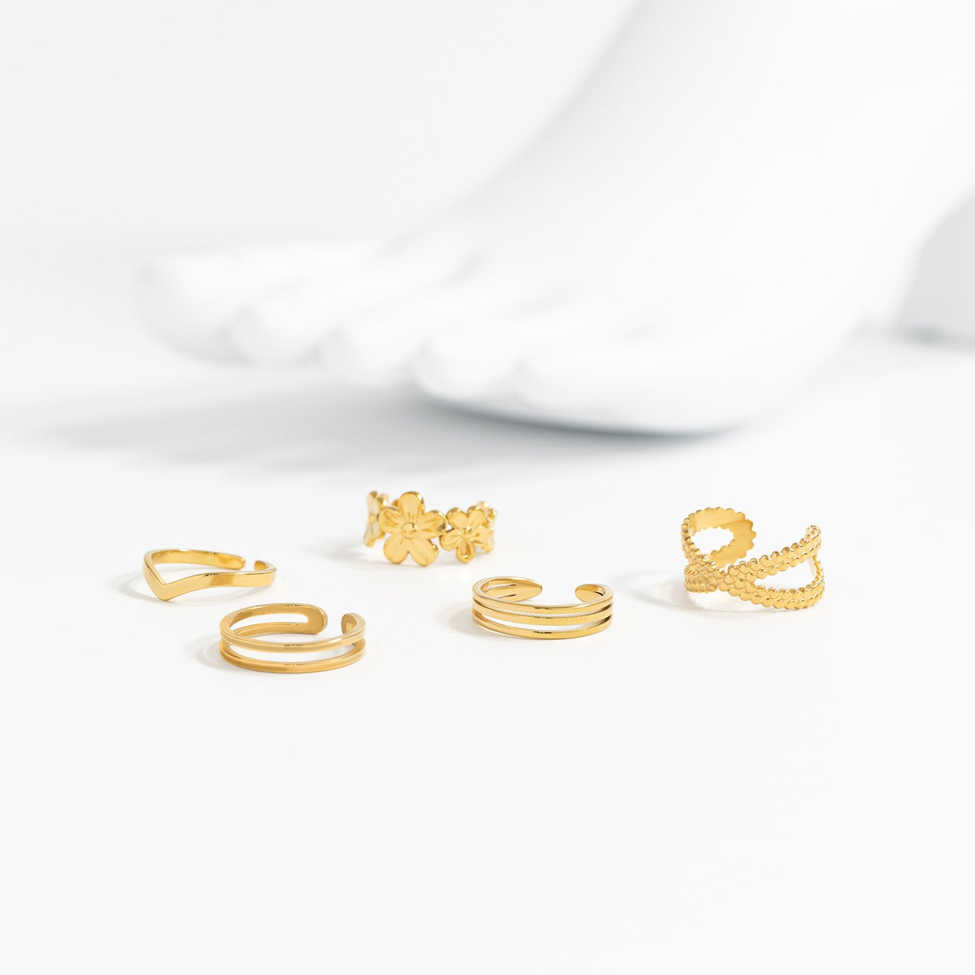 18K Gold PVD Stainless Steel Triple Toe Ring / KSS0018、mySite、dreamappss