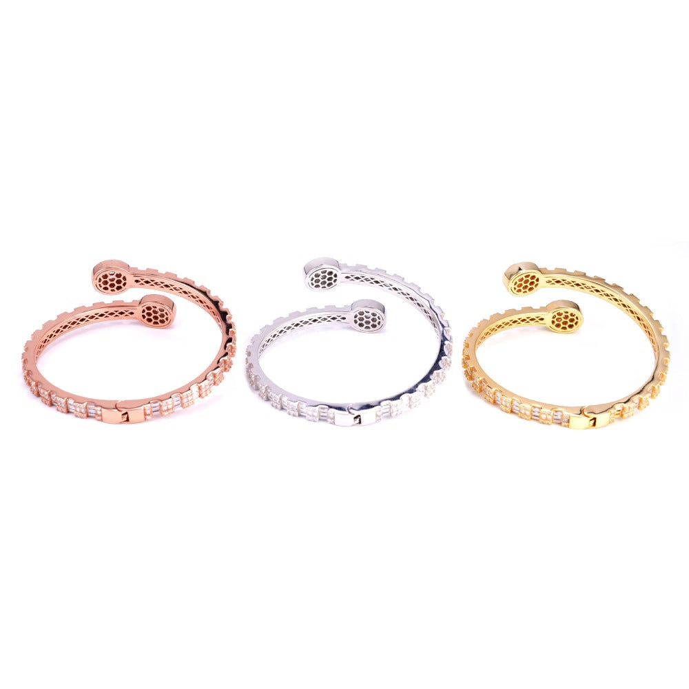 Circle Baguette Moissanite Bangle Bracelet 14K Gold、mySite、hinf8tx79