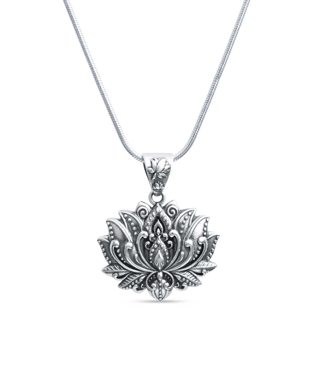 Sterling Silver Full Bloom Lotus Necklace、mySite、topwebapps