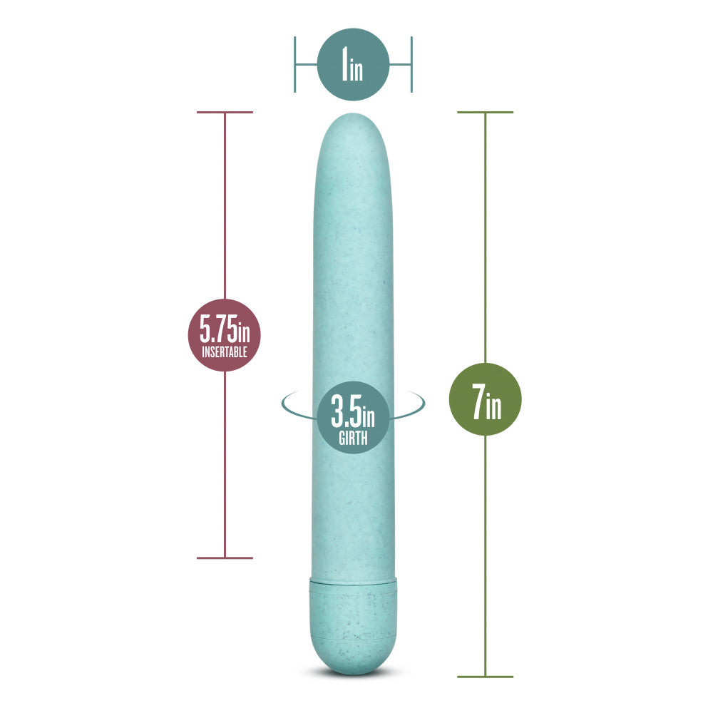 Gaia® By Blush | Eco: Plant-Based 7 Slim Multispeed Vibrator in Aqua - Made from Sustainable BioFeel™、mySite、bottomscart