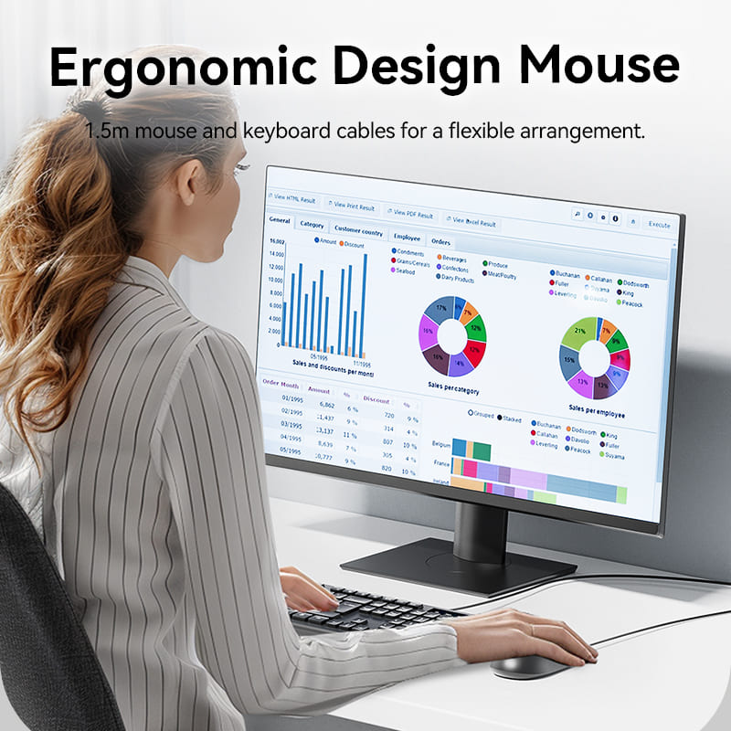 Vention USB Wired Full-Sized Keyboard and Mouse Combo Black Slim Type - US English Layout、mySite、fannypackpong