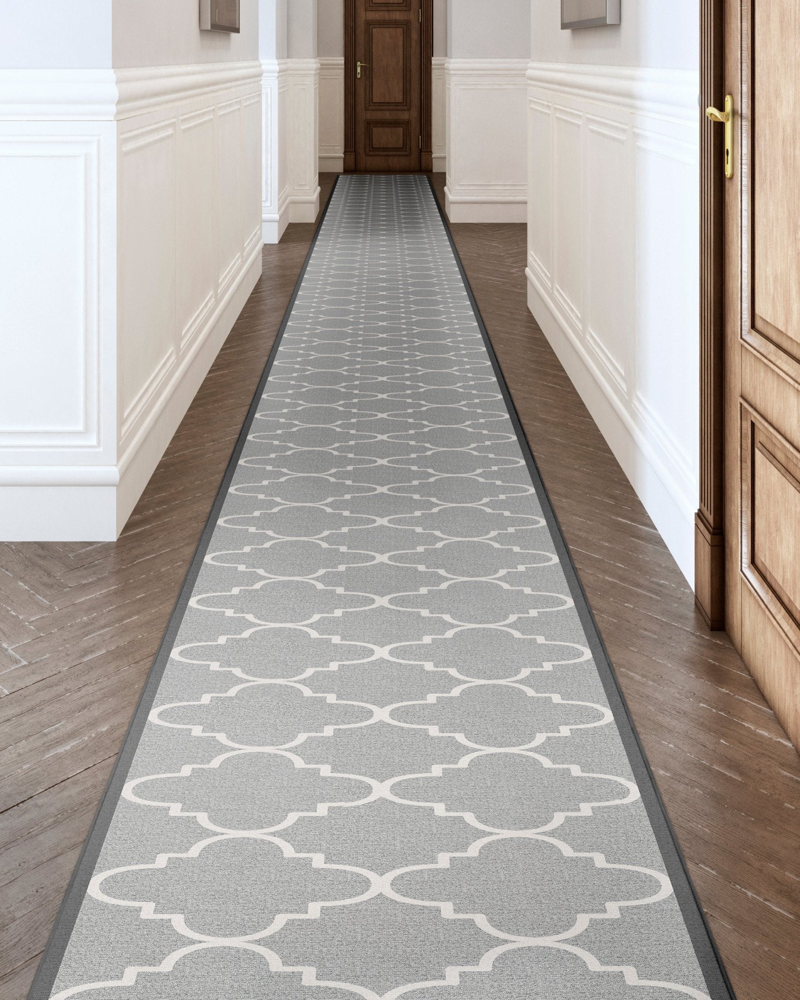 Brooklyn Trellis Grey Custom Size Runner Grey Cotton Backing Choose Your Length Hallway Low Pile Runner Rug、mySite、gigharbornorthrealestate
