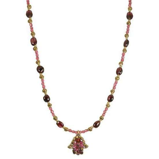 Michal Golan Garnet Chip Beaded Hamsa Necklace、mySite、topwebapps
