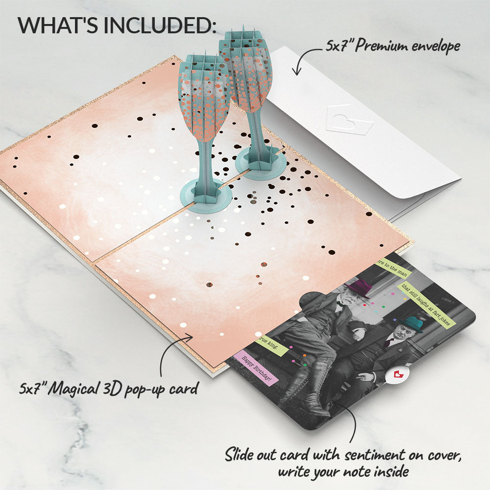 Champagne Toast Birthday Pop-Up Card and Sentiment Set for Any Man、mySite、solidvoid