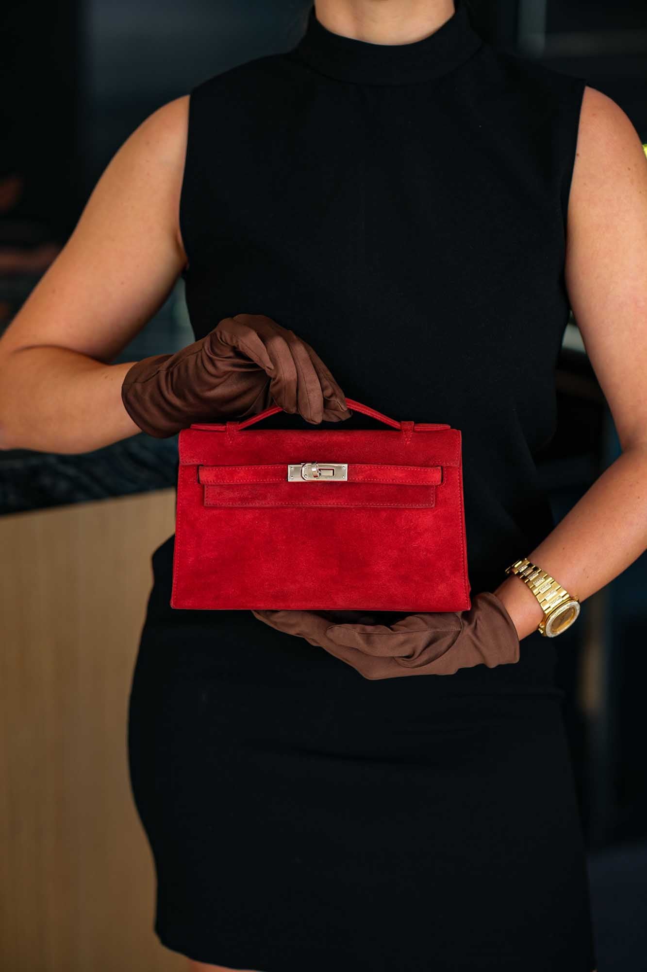 Hermès Kelly Pochette Rubis Veau Doblis Suede Palladium Hardware、mySite、garminoutage.com