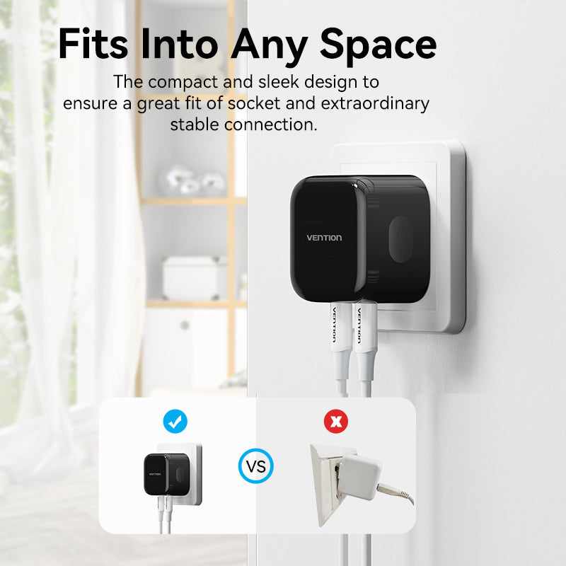 Vention 2-Port USB(C+C) GaN Charger (35W/35W) EU-Plug、mySite、fannypackpong