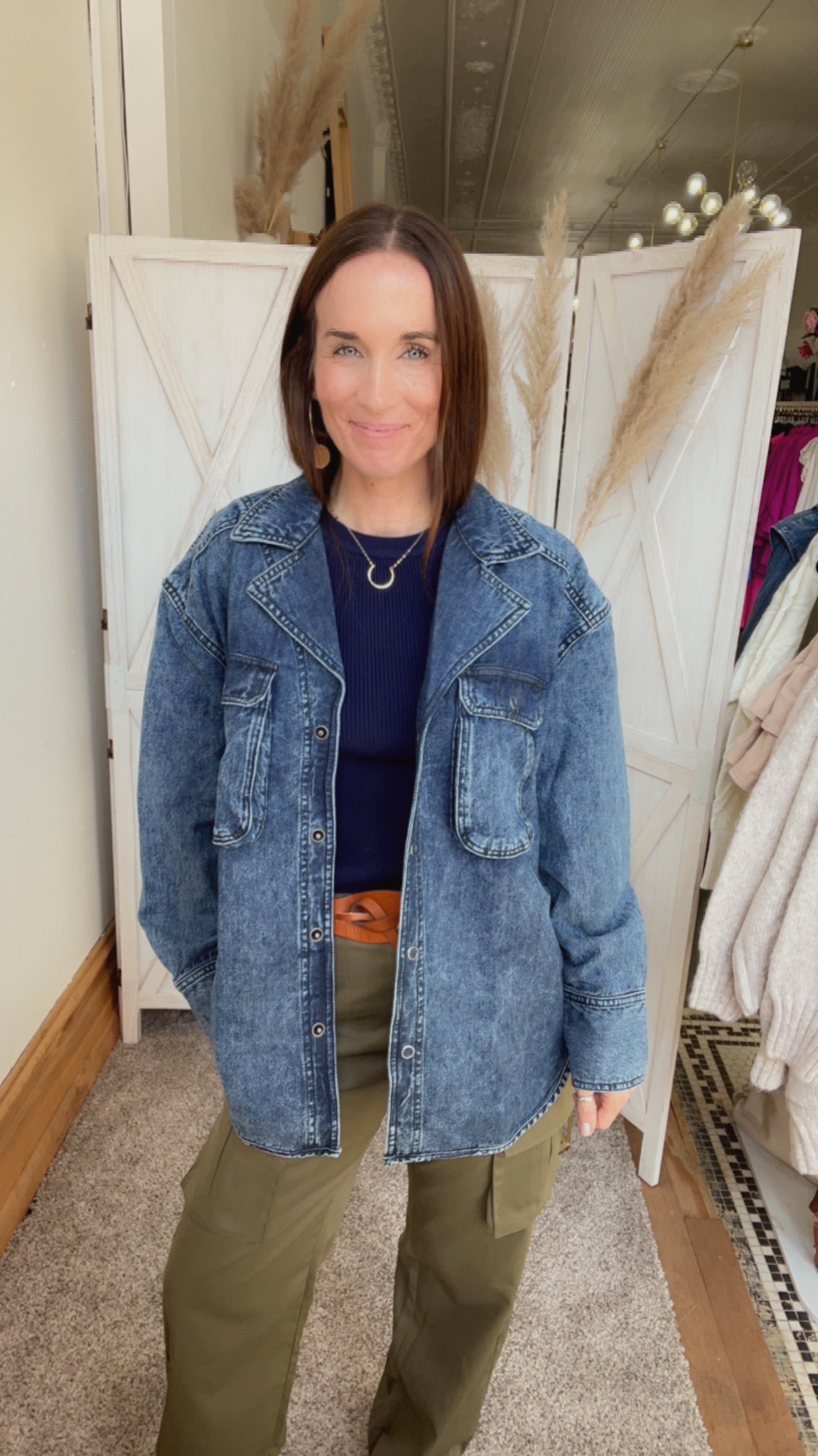 Free People Izzie Cargo Denim Jacket、mySite、garagedoors4me