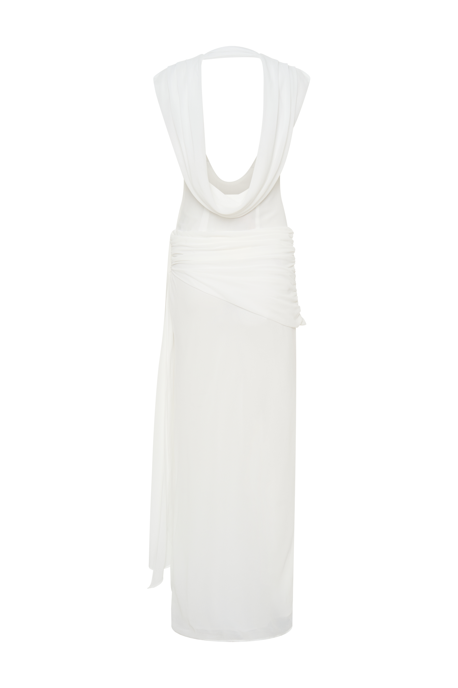 Giulia Chiffon Draped Maxi Dress - White、mySite、solidvoid