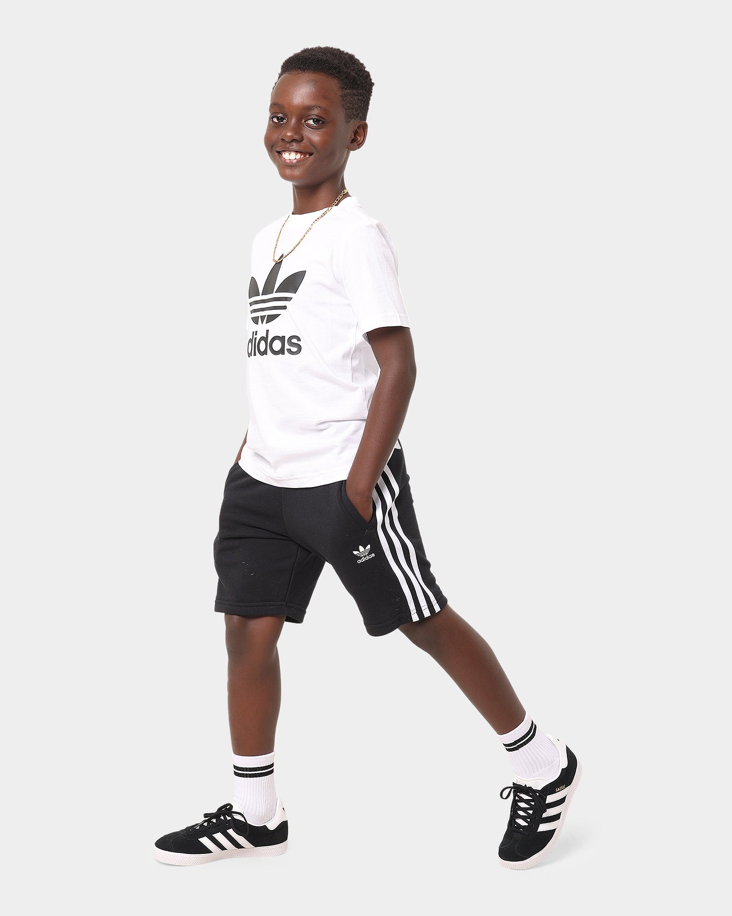 Adidas Kid's Adicolour Shorts and T-Shirt Set White/Black、mySite、zt4zffjzw