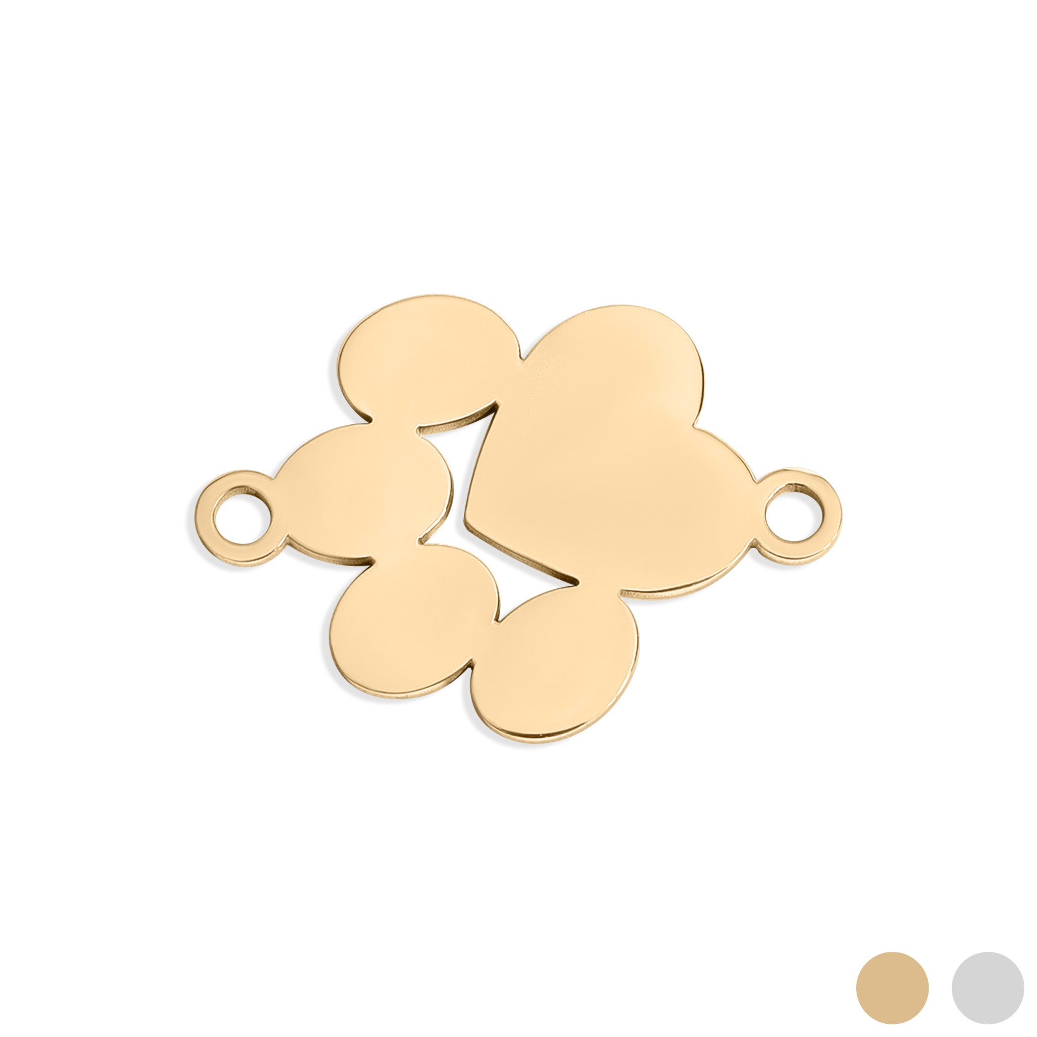 18K Gold PVD Stainless Steel Blank Engravable Paw Print Connector Charm / PDL0137、mySite、dreamappss