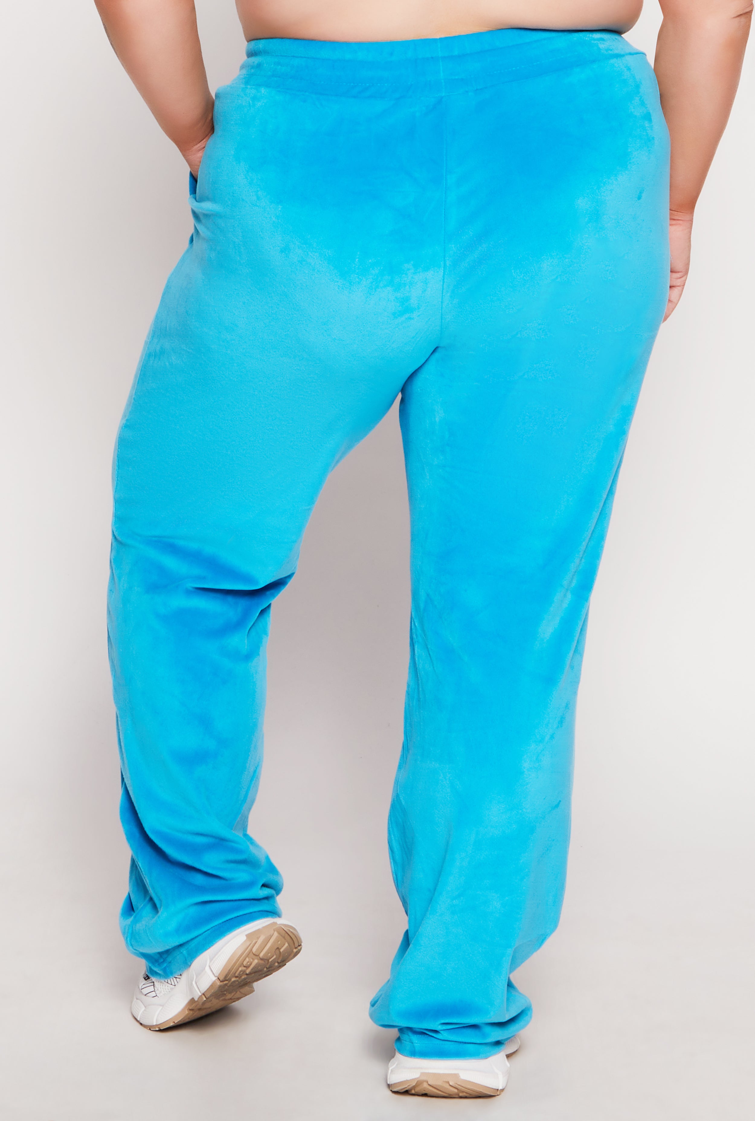 Plus Size Velour Drawstring Straight Leg Pants、mySite、camillekostekn