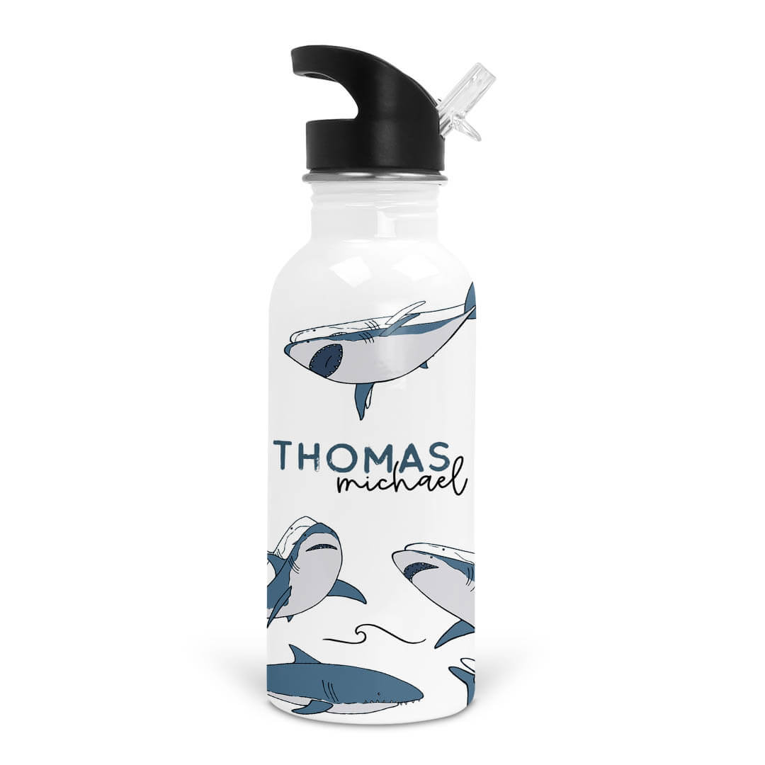  Sharks Personalized Kids Water Bottle、mySite、layawaytickets