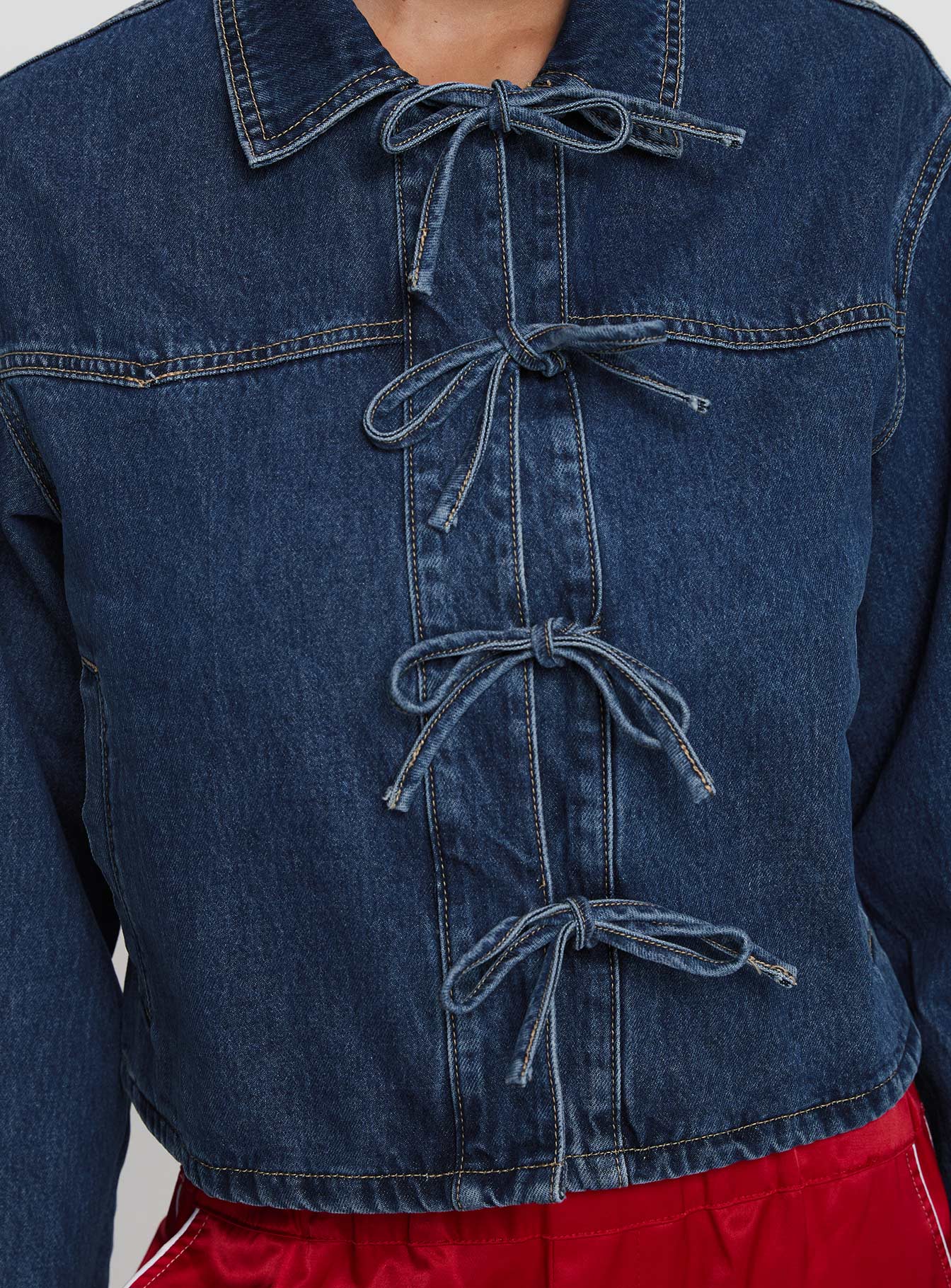 Good On You Bow Detail Jacket Blue Denim、mySite、solidvoid