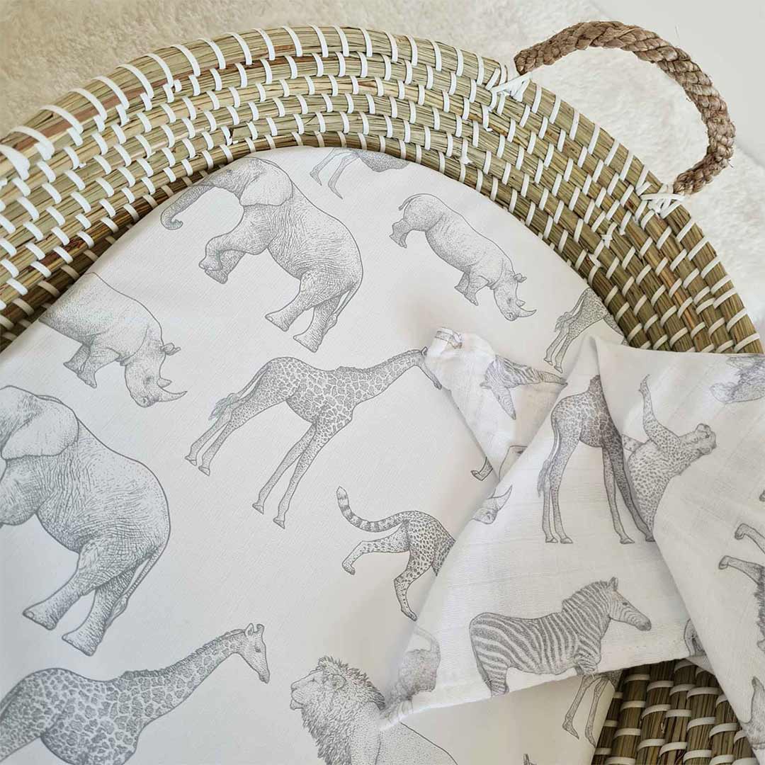  Mama Shack Changing Basket Liner - Monochrome Safari、mySite、merchandisen