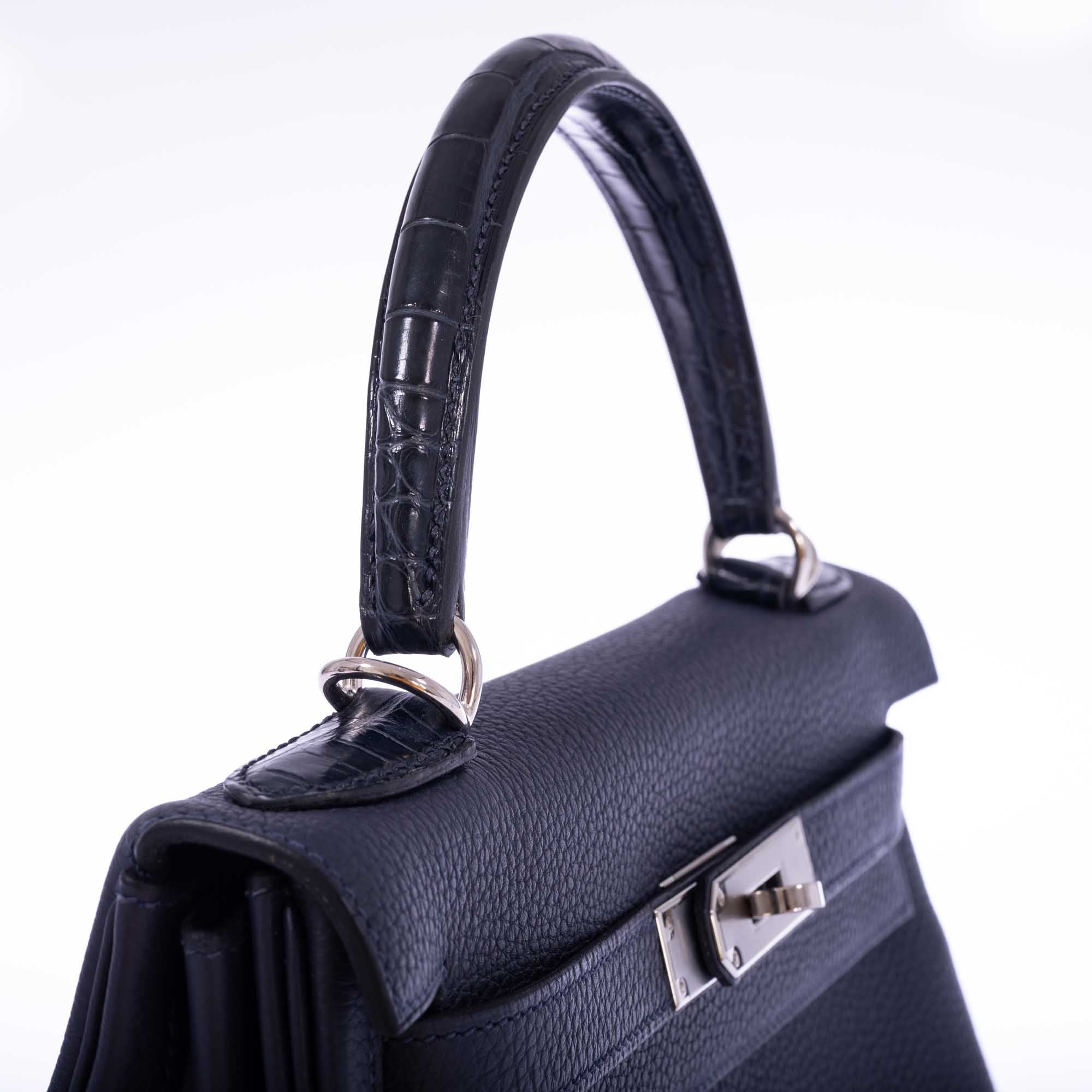Hermès Kelly 28 Retourne Touch Bleu Nuit Togo and Bleu Marine Alligator Palladium Hardware、mySite、garminoutage.com