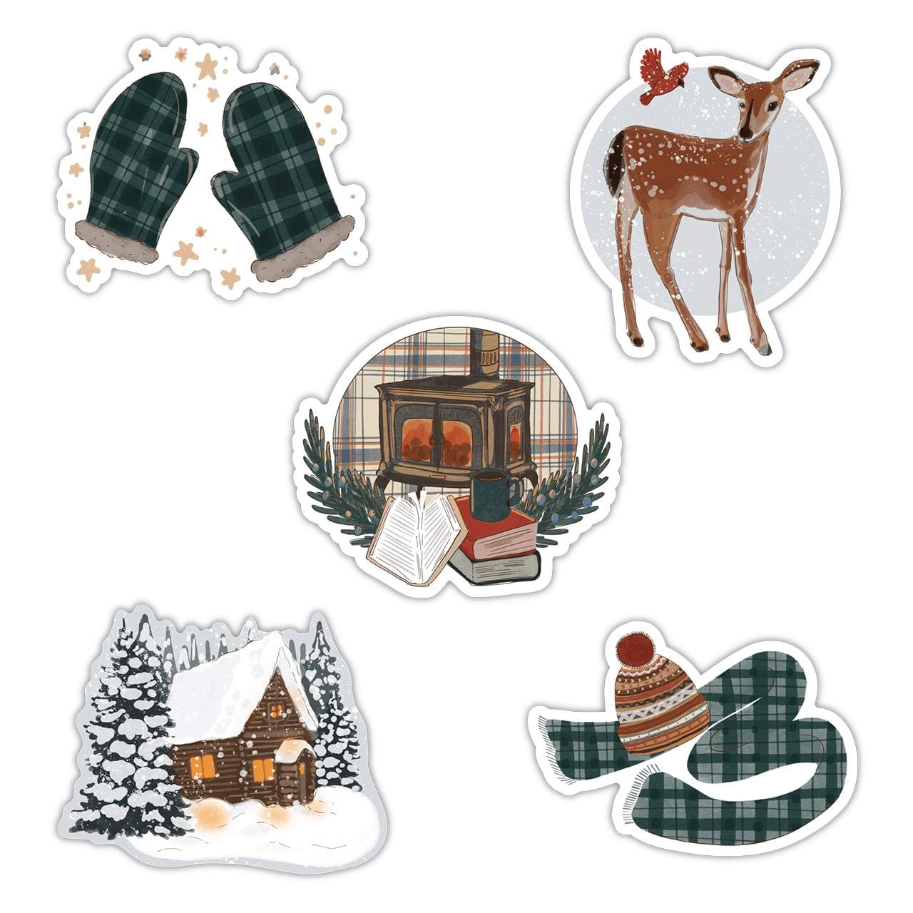  Winter Sticker Cozy Cabin 5 Pack、mySite、elrpsem3k
