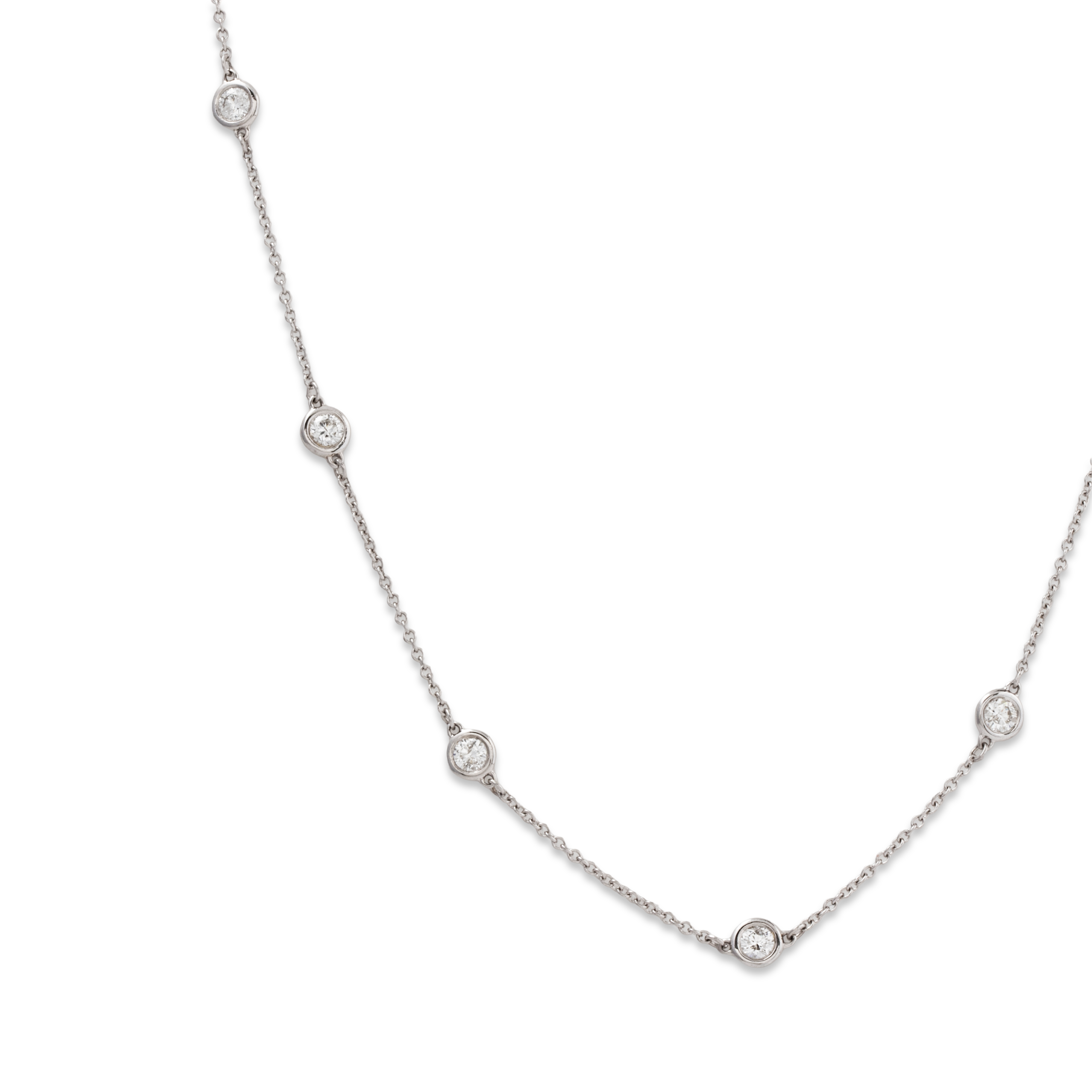 Vintage 14k White Gold .385cttw Diamond Station Adjustable Necklace 17、mySite、hinf8tx79