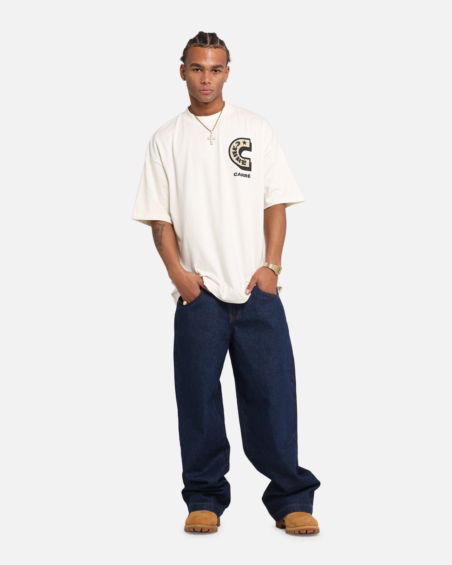 Carre Sacred Letter Mock Neck T-Shirt Off White、mySite、zt4zffjzw