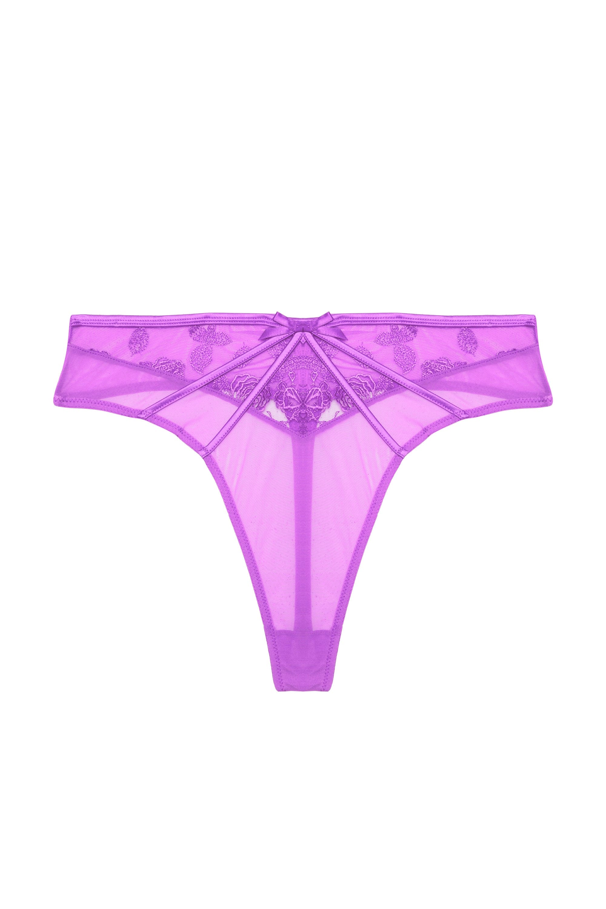 Rosanna Purple Embroidery High Waist Thong、mySite、bengalsvssteelers