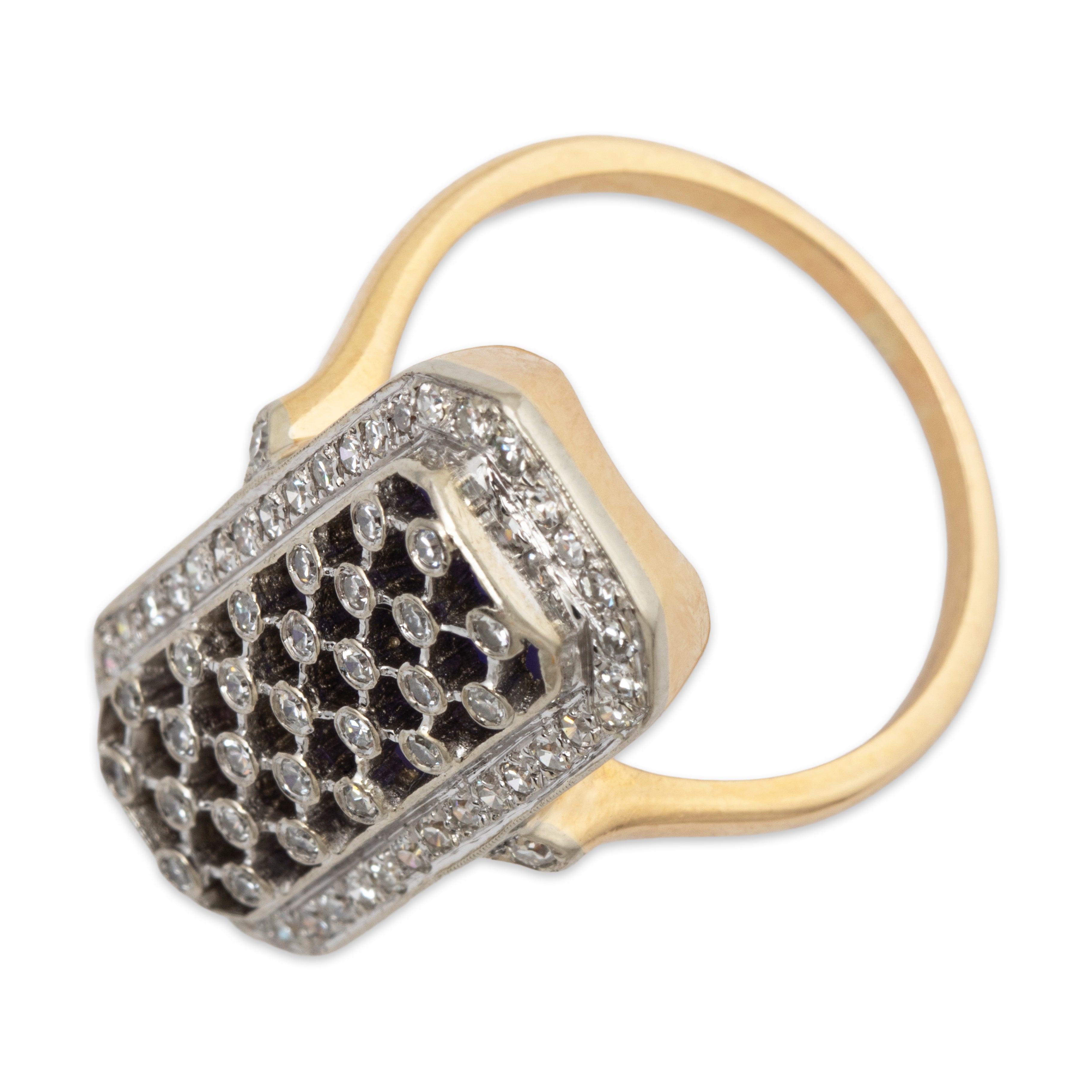 Vintage Large 14k White & Yellow Gold Diamond Chalcedony Ring 9.00、mySite、hinf8tx79