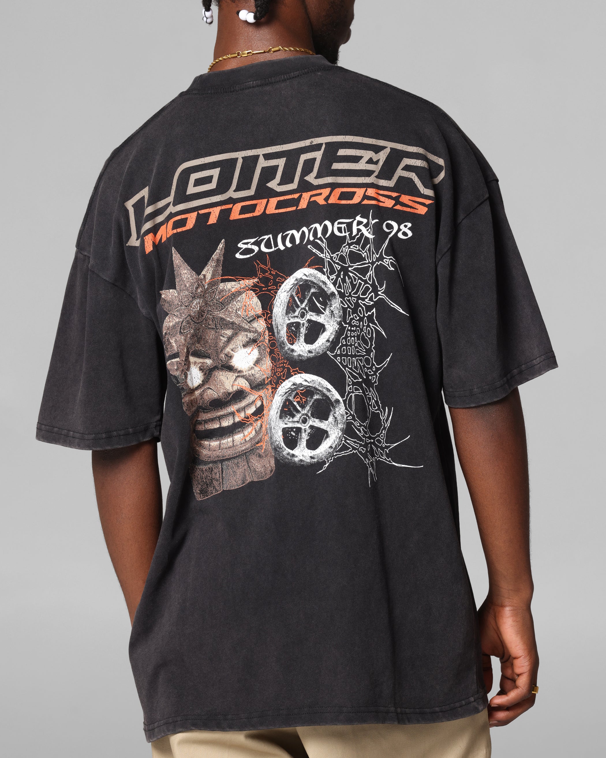Loiter Summer Motocross T-Shirt Black Acidwash、mySite、zt4zffjzw