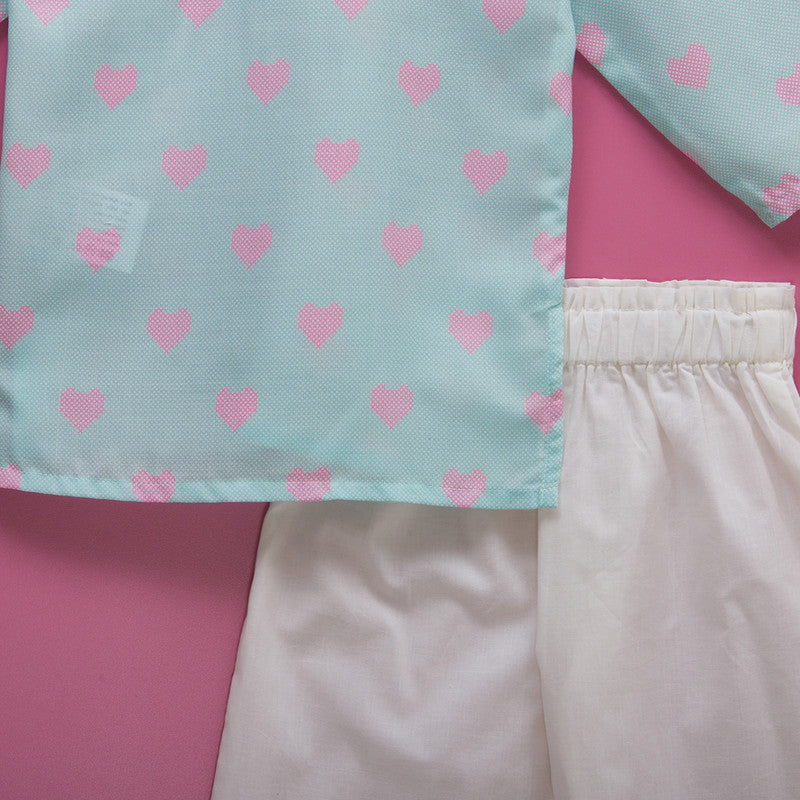 Cotton Pyjama Set | Heart Printed | Mint Green、mySite、camillekostekn