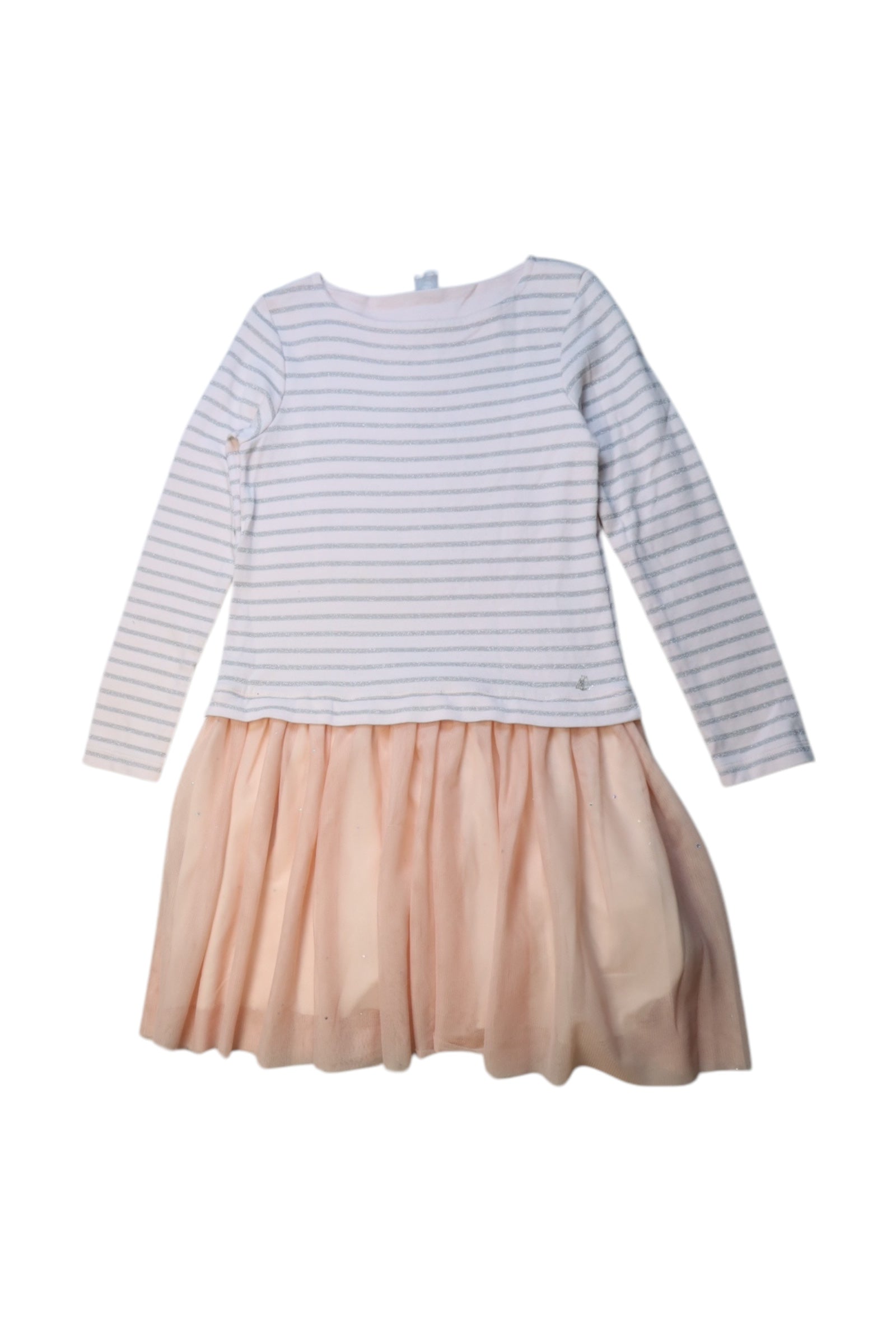 Petit Bateau Striped Tulle Long Sleeve Dress 10Y、mySite、g9winljtr