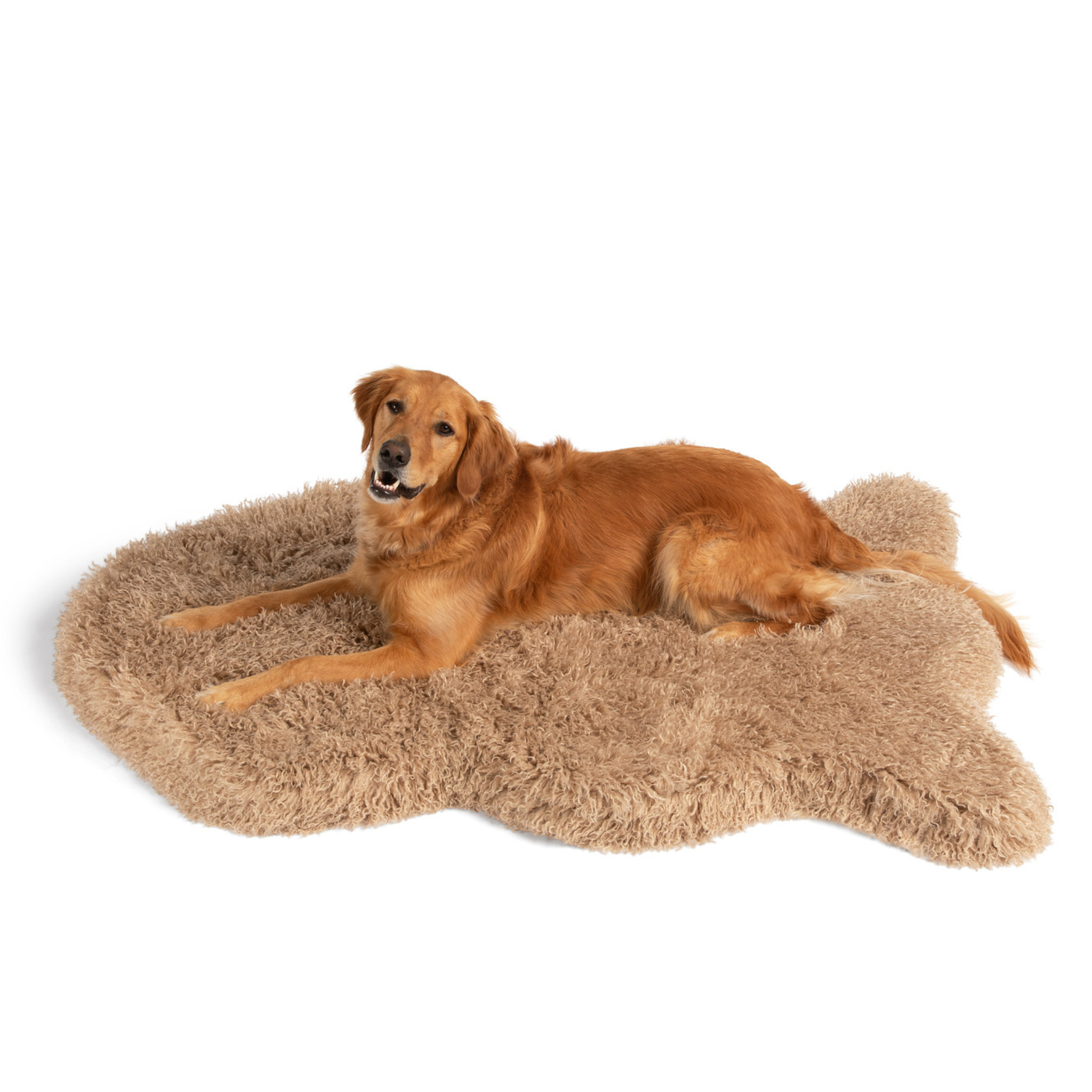 PupRug™ Luxe Faux Fur Tan Plush Sheep Orthopedic Dog Bed + FREE Red & Black Plaid Bed Cover、mySite、solidvoid