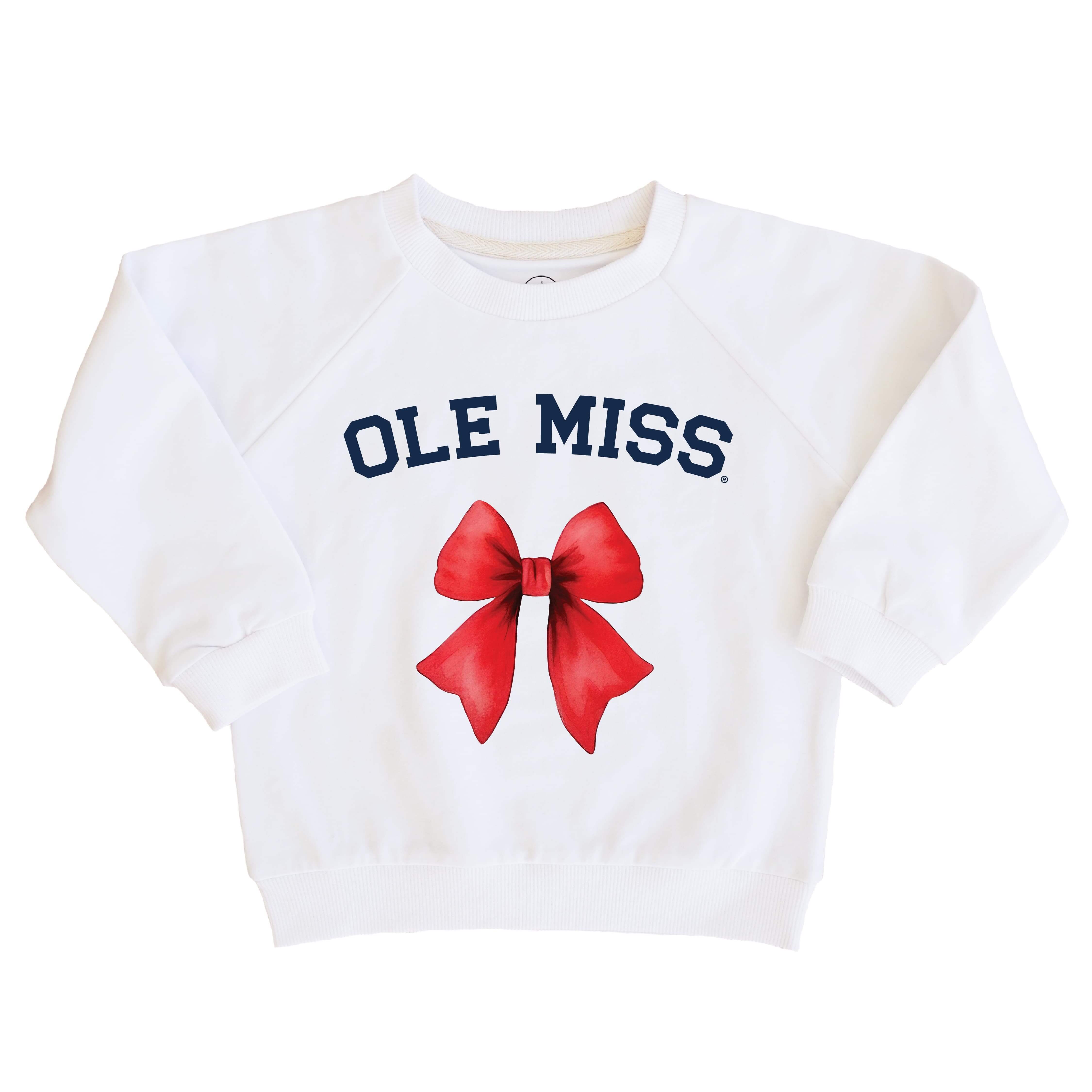  University of Mississippi | Footballs & Bows Kids Graphic Sweatshirts、mySite、layawaytickets