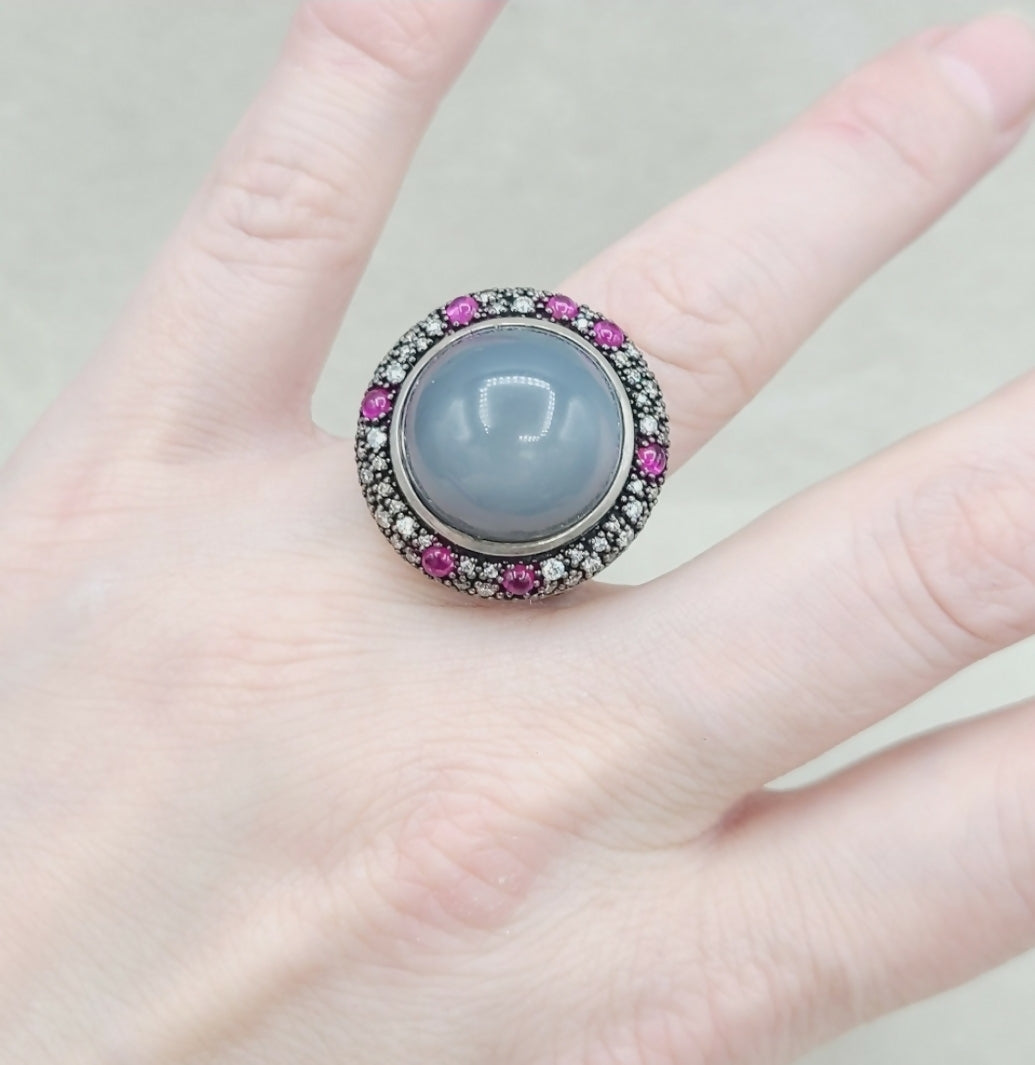 David Yurman Cerise Midnight Melange Ring 鈥?Moonstone & Ruby、mySite、hinf8tx79