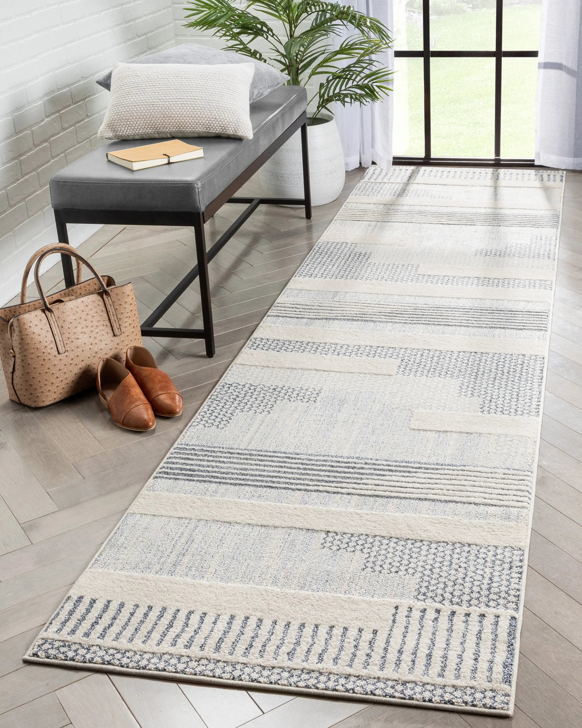 Briar Tribal Geometric Abstract Light Blue Looped Pile Rug、mySite、gigharbornorthrealestate