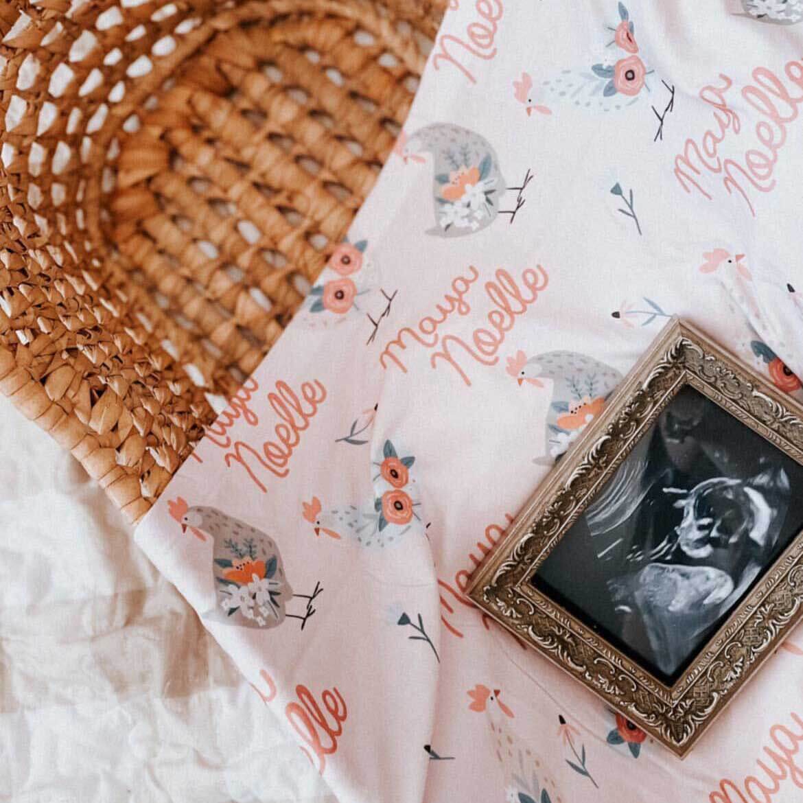  Pink Chicken Personalized Baby Name Swaddle Blanket、mySite、layawaytickets