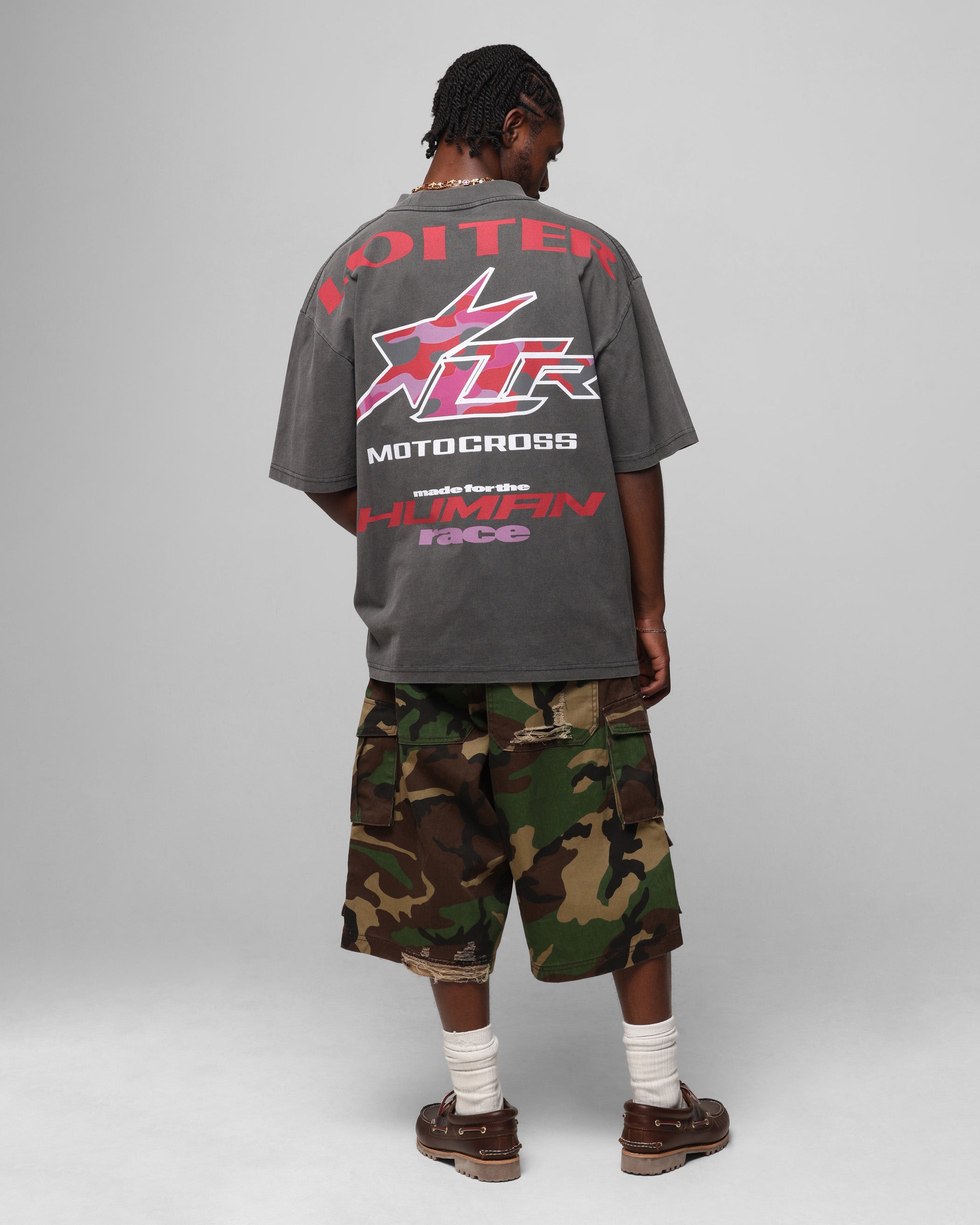 Loiter Motocross Vintage T-Shirt Charcoal/Red、mySite、zt4zffjzw