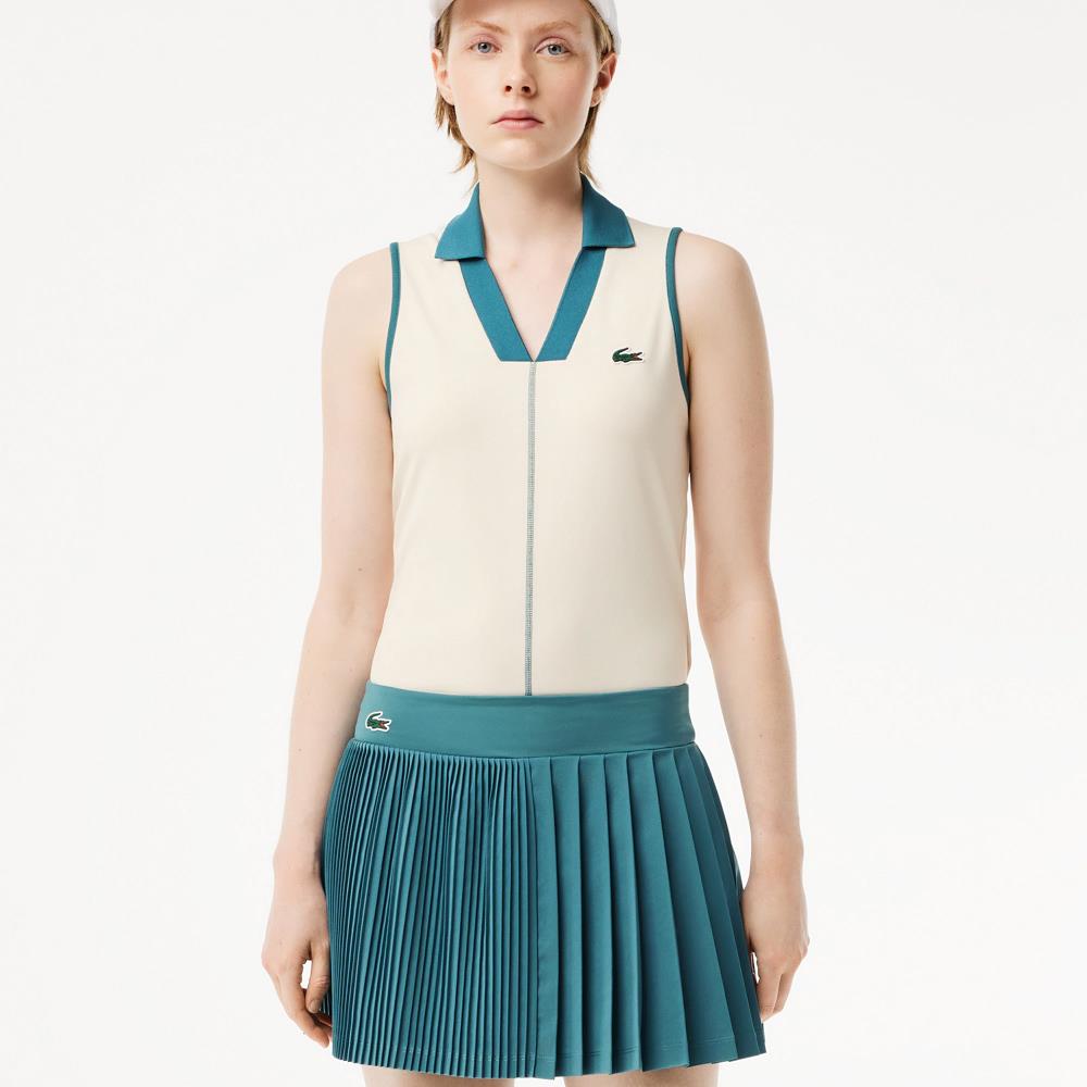 Lacoste Women's Ultra Dry Sleeveless Polo - Cream White/Hydro