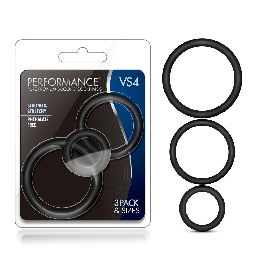 Performance By Blush® | VS4: Black Penis Rings (3-Sizes) - Made with Puria™ Silicone、mySite、bottomscart