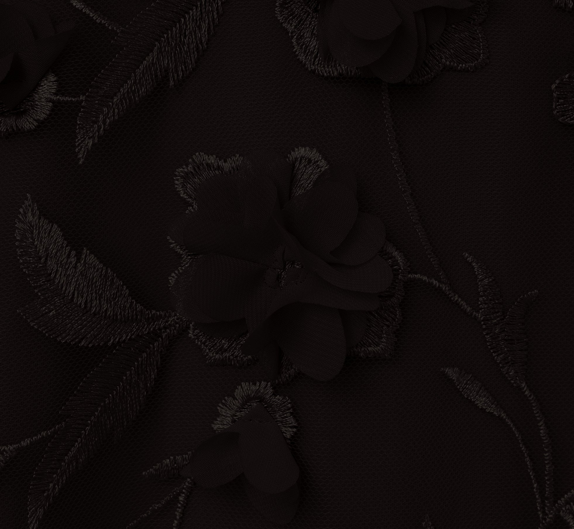 3D Floral Embroidered Trapeze Dress With Open Bow Back In Black、mySite、solidvoid