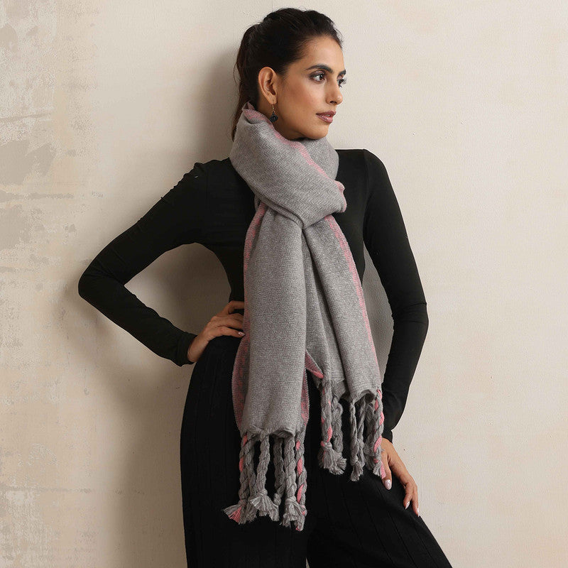 Woolen Solid Stole | Grey、mySite、camillekostekn