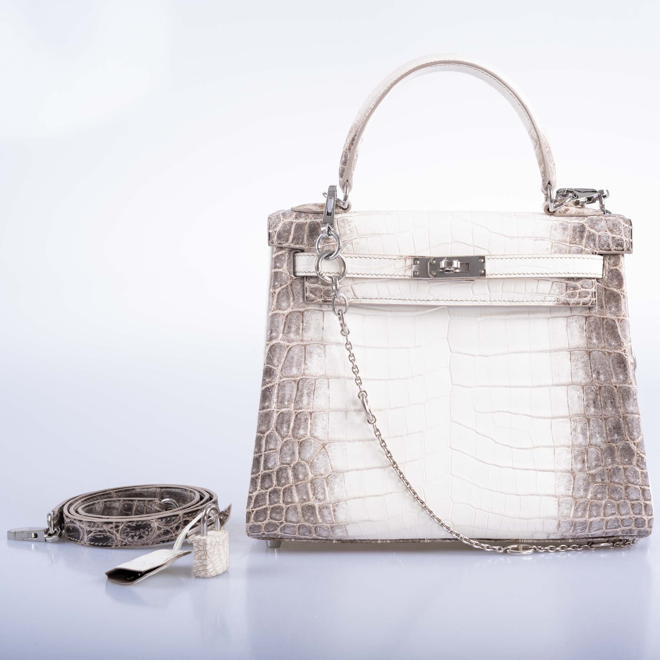 Hermès Kelly 25 Retourne White Himalayan Niloticus Crocodile Palladium Hardware、mySite、garminoutage.com