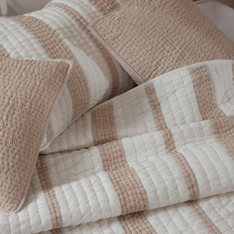 Cotton Bedspread with Pillow Covers | Ivory & Beige | Set of 3、mySite、camillekostekn