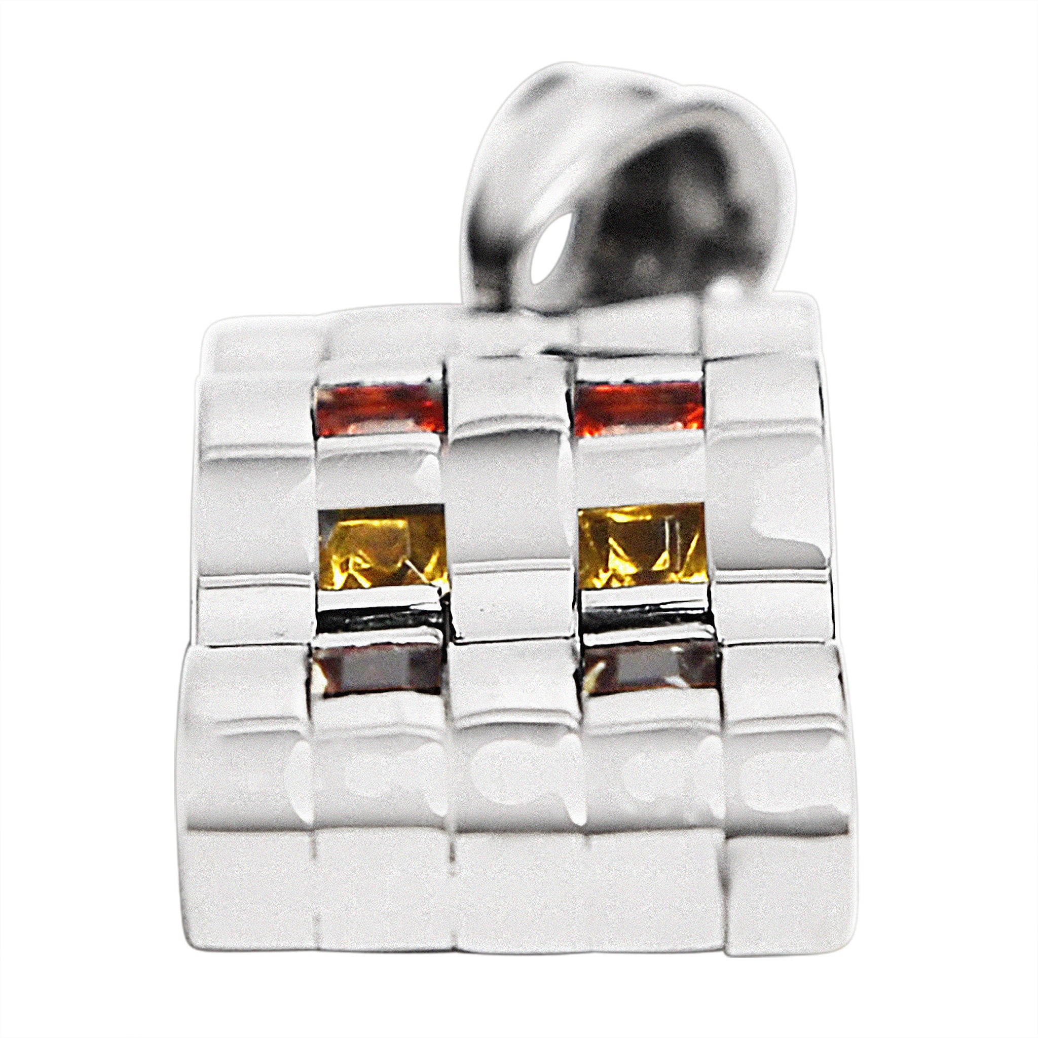 Stainless Steel Contemporary Wavy Cubic Zirconia Rainbow Pendant / GPP0065、mySite、dreamappss