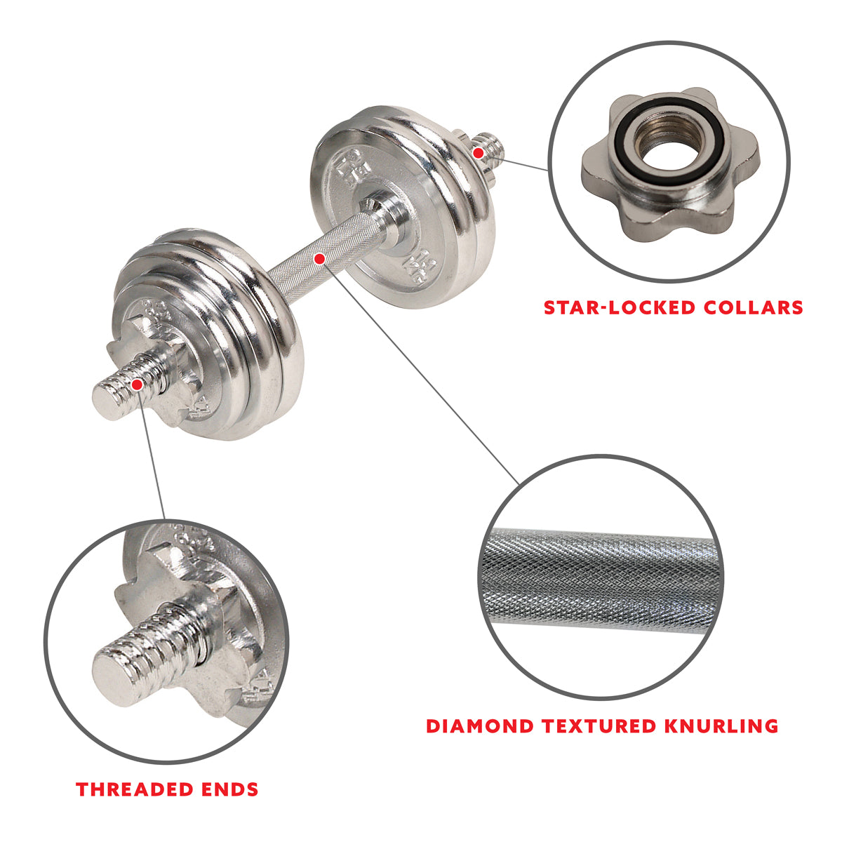  33 lb Chrome Dumbbell Set w/ Carry Case、mySite、ghnorth