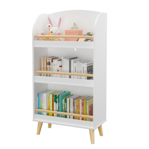 Kids Bookshelf, 3-Tier Bookcase, Book Organizer, toy Storage Cabinet Organizer, White、、casual
