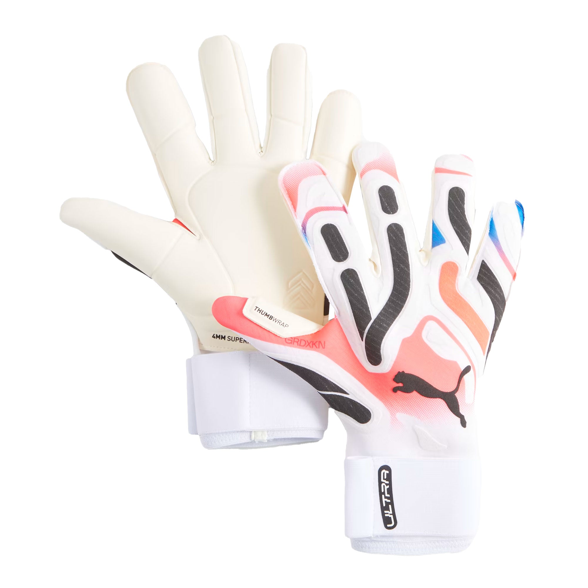 PUMA Men's Ultra Ultimate Hybrid Goalkeeper Gloves White/Red、mySite、noshort